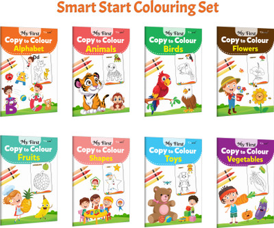 My First Copy To Colour - Alphabet, Animals, Birds, Flowers And More :- Early Learning Copy To Colour, Creative Preschool Activity, Kids Educational Workbook | Pack Of 8 Books(Paperback, GOWOO)