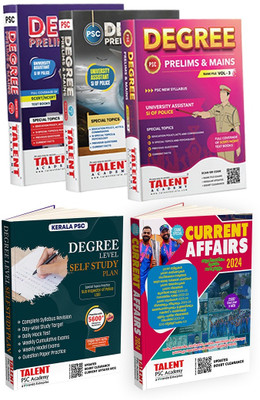 Degree Level Combo Books | Degree Prelims & Mains With Current Affairs 2024(Paperback, Malayalam, Talent Academy)