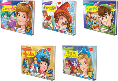 World Famous Fairy Tales Aladdin , Alice In Wonderland , Cinderella , Peter Pan And Pinocchio, Set Of 5(Hardcover, SAWAN)