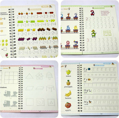 Copybook (4 Books + 10 Refill) Sank Magic Practice Copy Book For Kids(Spiral, China)