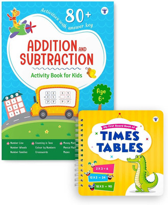 My First Board Book Of Time Tables And Addition & Subtraction Activity Book For Kids | Pack Of 2(Paperback, Target Publications)