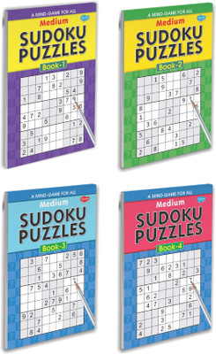 Best For Kids Set Of 4 Sudoku Puzzles Books | Medium Sudoku Puzzles-1 To 4(Paperback, Manoj)
