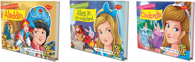 Set Of 3 POP UP Books World Famous Fairy Tales | Aladdin, Alice In Wonderland And Cinderella| Triple Fun Filled Fantasy Bundle(Hardcover, SAWAN)