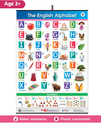 English Alphabet And Numbers Chart For Kids | Perfect For Homeschooling, Kindergarten And Nursery Children | (39.25 X 27.25 Inch)(Poster, Content Team at Target Publications)
