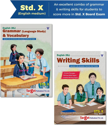 Std 10 English Grammar, Vocabulary Book & Writing Skills For English Medium | SSC Maharashtra State Board New Syllabus | Includes Non-Textual (Unseen) Passages, Letter Writing & Report Writing | Based On Latest Board Paper Pattern | Pack Of 2 Books(Paperback, Content Team At target Publications)