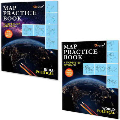 INDIA POLITICAL - MAP PRACTICE BOOK And WORLD POLITICAL - MAP PRACTICE BOOK|Combo Of 2 Maps|India And World Political Map Practice Books For Students(Paperback, GOWOO)