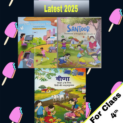 New Syllabus Ncert Text Book Class 4 Our Wondrous World EVS, English Santoor, Hindi Beena For 2025 Edition(Pepperback, NCERT)