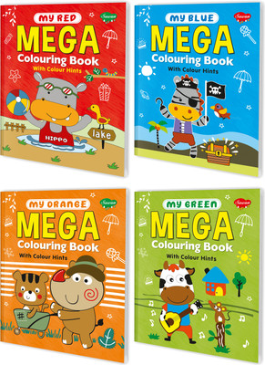 My Red, My Blue, My Orange & My Green Mega Colouring Books With Colour Hints, Set Of 4(Paperback, sawan)