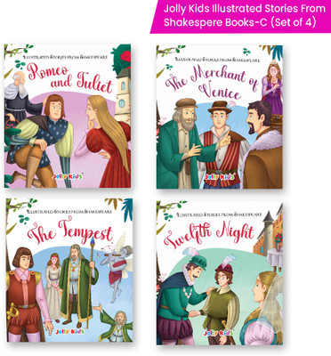 Shakespeare For Young Minds: Jolly Kids' Illustrated Stories C Combo Set Of 4 Ages 6-12 Years | Romeo And Juliet, The Merchant Of Venice, The Tempest, Twelfth Night(Paperback, Jolly Kids)