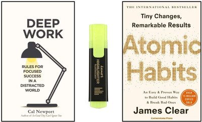 Deep Work & Atomic Habits With Yellow Pen Highlighter(Paperback, James Clear, Cal Newport)
