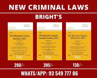 Combo Of New Criminal Laws (Bharatiya Nyaya Sanhita, 2023/ Bharatiya Nagarik Suraksha Sanhita, 2023/ Bharatiya Sakshya Adhiniyam, 2023) (Bns, Bnss & Bsa) English Edition [bare Act](Paperback, DR. K.P. SINGH (IPS) RETD., BRIGHT BARE ACTS (ENGLISH))