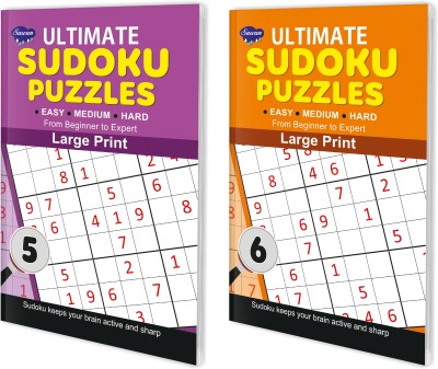 Sawan Present Set Of 2 Ultimate Sudoku Puzzles Easy To Expert | Easy, Medium, Hard 5 & 6 ( Large Print With Answers )(Hardcover, sawan)