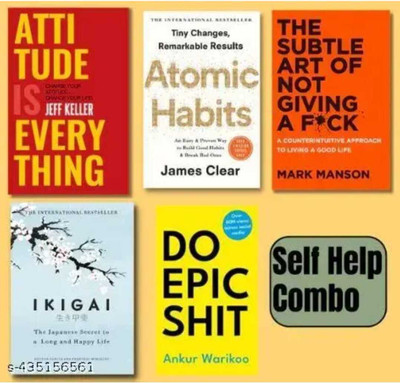 Atomic Habits+ Do Epic Shit+ Ikigai+ The Subtle Art Of Not Giving A F*ck+ Attitude Is Everything(Paperback, James clear, Garcia Hector, JEFF KELLER, ANKUR WARIKOO, MARK MANSON)
