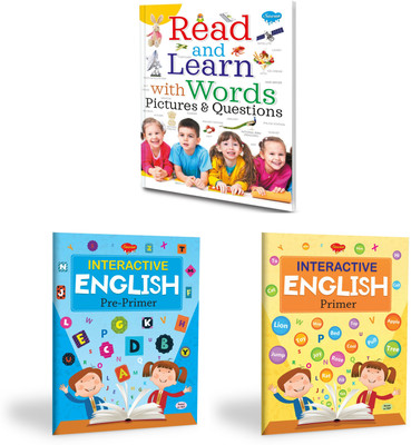 Read and Learn with Words, Pictures & Questions, Interactive English (Pre-Primer) and (Primer) Book for Kids : Learning Books for Kids, Pictures Book for Kids, English Learning Books | Combo of 3 English Learning Books(Paperback, SAWAN)