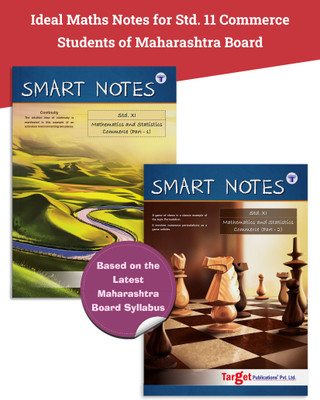 Std 11th Mathematics And Statistics 1 & 2 | Smart Notes |Std 11 Maths Book | FYJC Maths Guide | Commerce Maharashtra State Board | Based On Std 11th New Syllabus | Also Includes Practice Problems, MCQs, Activity Based Questions And Smart Check | Set Of 2 Books(Paperback, Targate Publications)