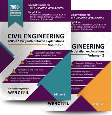 7500+ Civil Engineering Objective Questions With Detailed Solutions, Subjectwise Topicwise Soretd , Combo Pack(Vol-1 & Vol-2). Draftsman/overseer/junior Engineer/Assistant Engineer(Paperback, WE4CIVIL)