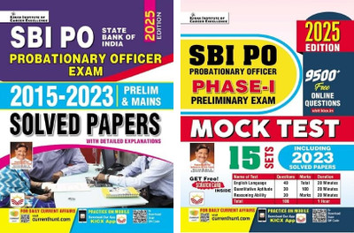 SBI PO Prelim And Main Probationary Officer Exam 2015 To 2023 Solved Paper & SBI PO Phase I Preliminary Exam Mock Test (English Medium) | PACK OF 2(Paperback, Kiran)