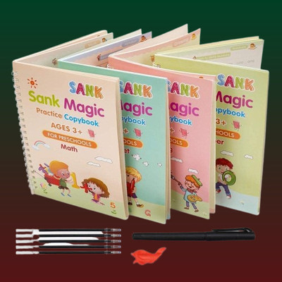 Sank Learning Magic Writing Copybook Digit Practice Guide For Children With Writing Pen(Spiral, india)