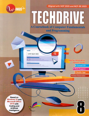 Wings, Techdrive, A Course Book Of Computer Fundamentals And Programming, Class-8(Paperback, DEEPA JAIN)