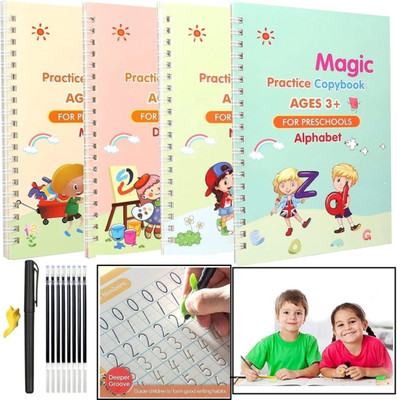 Onshhm QOC Sank Magic Practice Copybook For Kids Set Of 4(Multicolor)