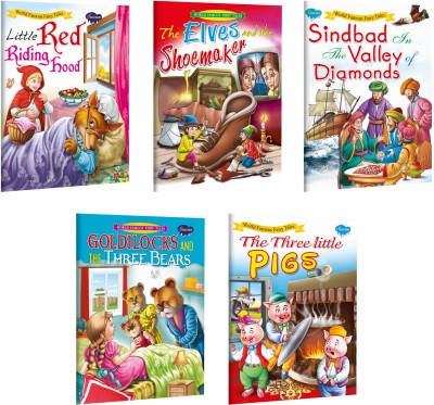 World Famous Story Books Pack Of 5 Books | Little Red Riding Hood, The Elves And The Shoemaker, Sindbad In The Valley Of Diamond, Goldilocks And The Three Bear, The Three Little Pigs |(Paperback, )(Paperback, Manoj)