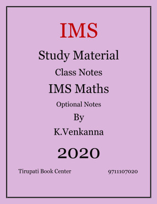 IMS Study Material-Class Notes- IMS Maths Optional Notes(Paperback, K Venkanna)