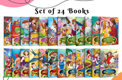 Pack Of 24 Classic Tales, Favourite & Fairy Tales Story Books : Snow White And The Seven Dwarfs, The Jungle Book, Pinocchio And More - Children Story Books, Kids Reading Books Set(Paperback, GOWOO)