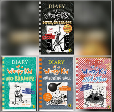 Diary Of A Wimpy Kid, Diper Overlode, No Brainer, Wrecking Ball, Hot Mess, Combo_set Of 4 Book(Paperback, Self help)