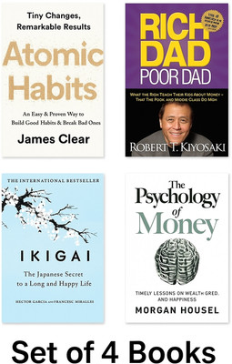 Atomic Habits + Rich Dad Poor Dad + Ikigai + The Psychology Of Money IN ENGLISH (4 Book Combo) (Paperback, JMD BOOKS)(Paperback, JAMES CLEAR MORGAN HOUSEL ROBERT T KIYOSAKI) Atomic Habits + Rich Dad Poor Dad + Ikigai + The Psychology Of Money IN ENGLISH (4 Book Combo) (Paperback, JMD BOOKS)(Paperback, JAMES CLEAR MORGAN HOUSEL ROBERT T KIYOSAKI)