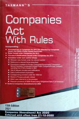 Companies Act With Rules | Companies (Amendment) Act 2020 | Enforced With Effect From 21-12-2020 | ENGLISH(Paperback, Editorial Board of Taxmann Publication)