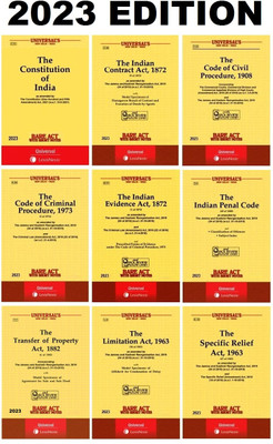 Universal’s Combo Of 9 Bare Acts Indian Penal Code, Code Of Criminal Procedure, Code Of Civil Procedure, Constitution Of India, Indian Evidence Act, Limitation Act, Contract Act, Specific Relief Act And Transfer Of Property Act 2023 Edition(Paperback, LEXIS NEXIS) Universal’s Combo Of 9 Bare Acts Indian Penal Code, Code Of Criminal Procedure, Code Of Civil Procedure, Constitution Of India, Indian Evidence Act, Limitation Act, Contract Act, Specific Relief Act And Transfer Of Property Act 2023 Edition(Paperback, LEXIS NEXIS)