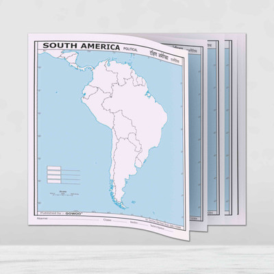 SMALL - 100 SOUTH AMERICA POLITICAL OUTLINE MAP FOR SCHOOL|Outline Map Of South America With Political Boundaries(Paperback, GOWOO)