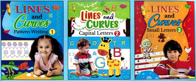 Lines And Curves Pattern Writing-1, Capital Letters-2, Small Letters-3 | Set Of 3 Line And Curves Writing Books(Paperback, Sawan)