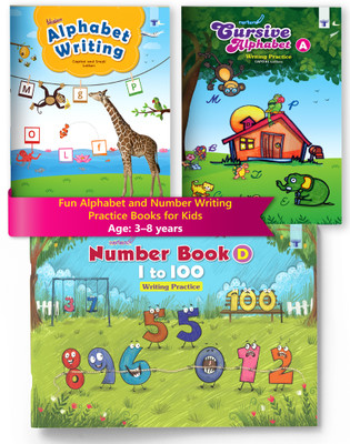 English Alphabet And Number Writing Books For Kids | 3 To 8 Year Old | Practice ABCD Capital, Small And Cursive Letters And 1 To 100 Numbers | Includes Creative, Fun And Engaging Activities | Set Of 3 Books(Paperback, Content Team at Target Publications)