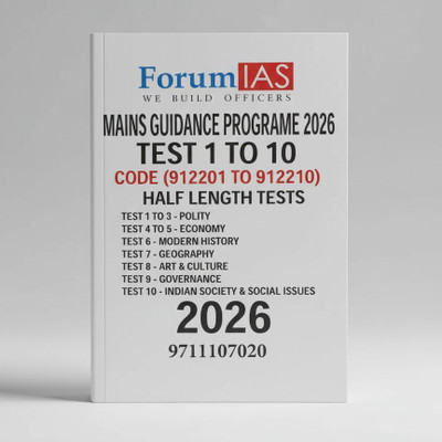 ForumIAS Mains Guidance Programme 2026: Test 1-10 Half Length Tests (Polity, Economy, History, Geography, Art & Culture, Governance, Indian Society)(Paperback, FORUM IAS)