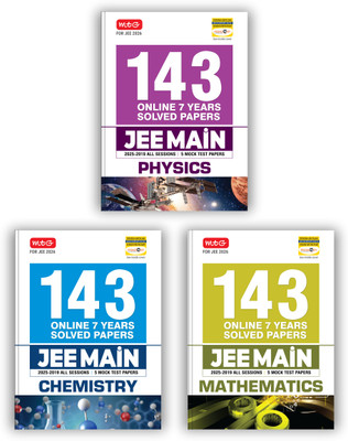 MTG JEE Main 7 Years (2025-2019) Physics, Chemistry & Mathematics All 143 Shifts Online Previous Years Solved Papers (PYQ Book) | 5 Mock Test Paper For 2026 Exams (Set Of 3)(Paperback, MTG Editorial Board)