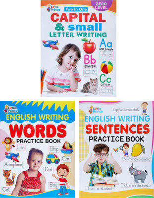 Set Of 3 Zero Level English Writing Practice Books For Kids – Capital Letters, Small Letters & Words | Free Writing Kit Included | 96 Pages(Paperback, AP SINHA)