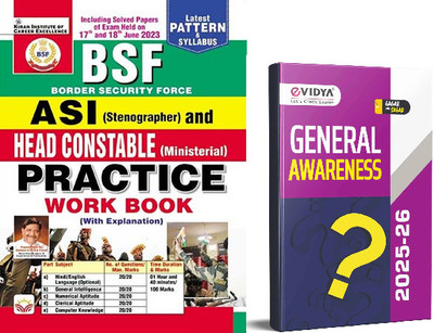 BSF ASI Stenographer And Head Constable Ministerial Practice Work Book & General Awareness 2025-2026 For All Competitive Exams (English Medium) PACK OF 2 |(Paperback, kiran & evidya) BSF ASI Stenographer And Head Constable Ministerial Practice Work Book & General Awareness 2025-2026 For All Competitive Exams (English Medium) PACK OF 2 |(Paperback, kiran & evidya)