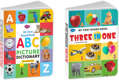 My First Board Book ABC Picture Dictionary and Three in One, pack of 2(Board Book, SAWAN)