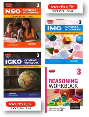 Mtg National Science Olympiad. , International Mathematics Olympiad, Inter. G.K. Olympiad & Reasoning Work Book -Class 3rd ( Combo Pack-Set Of 4 Books)-Edition-2023-24(Paperback, MTG CBSE EXPEART TEAM)