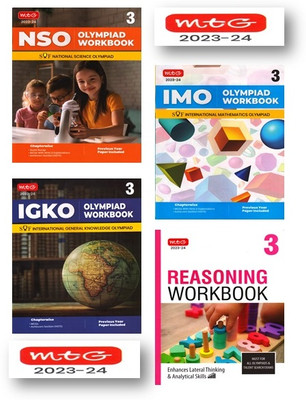 Mtg National Science Olympiad. , International Mathematics Olympiad, Inter. G.K. Olympiad & Reasoning Work Book -Class 3rd ( Combo Pack-Set Of 4 Books)-Edition-2023-24(Paperback, MTG CBSE EXPEART TEAM)