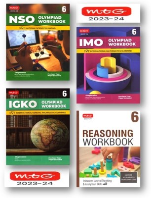 Mtg National Science Olympiad (NSO). , International Mathematics Olympiad (IMO) , Inter. G.K. Olympiad (IGKO) & Reasoning Work Book -Class 6TH ( Combo Pack-Set Of 4 Books)-Edition-2023-24(Paperback, MTG EXPEART TEAM)
