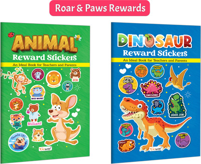 Dinosaur Reward Stickers And Animal Reward Stickers :- Fun Reward Activity, Kids Motivation Stickers, Creative Preschool Learning, Behaviour Improvement Stickers | Pack Of 2 Books(Paperback, GOWOO)