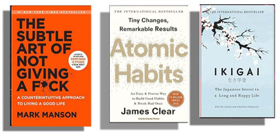 Ayazbooks :- Ikigai: The Japanese Secret To A Long And Happy Life & Atomic Habit & The Subtle Art Of Not Giving A F*c ( English, Pack 3 )(Paperback, jemas)
