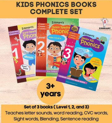 3 English Phonics Books For 3 + Years | 3 Level Program Starting From Letter Sounds To Sentence Reading |Teaches 42 Letter Sounds , Small Words Reading Using Phonics, Sentence Reading(Paperback, EDSMART EDU SERVICES PRIVATE LIMITED)