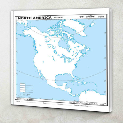 SMALL - 100 NORTH AMERICA PHYSICAL OUTLINE MAP FOR SCHOOL|North America Physical Map For School(Paperback, GOWOO)