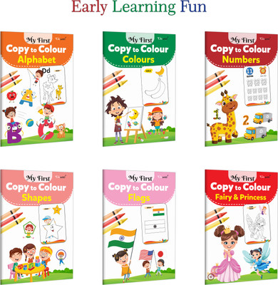 My First Copy To Colour - Alphabet, Colours, Numbers, Shapes And More :- Creative Preschool Learning, Early Writing Skills, Educational Copy To Colour | Combo Of 6 Books(Paperback, GOWOO)