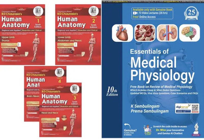 Bd Chaurasias Human Anatomy 10Ed 4 Vol Set + Essentials Of Medical Physiology By K Sembulingam & Prema Sembulingam - Essentials Of Medical Physiology - New 10th Edition 2024 - 25 Combo Set(Paperback, K Sembulingam, Prema Sembulingam, BD Chaurasia, Krishna Garg, Yogesh Sontakke)