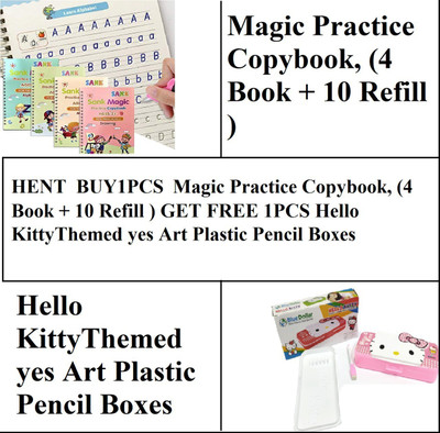 Hent Buy Magic Practice Copybook & Get Free Hellow Kitty Pencil Box 01,(Spiral, children book)