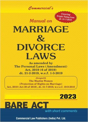 Manual On MARRIAGE AND DIVORCE LAWS - BARE ACT - Latest 2023 Edition Commercial(Paperback, Commercial)